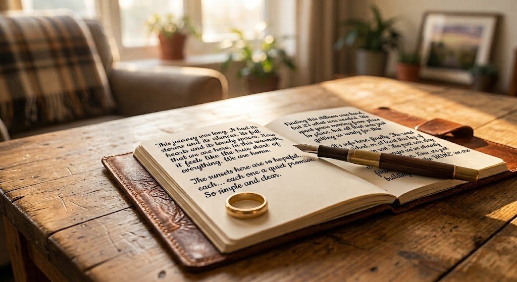 A handwritten journal page in soft light